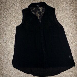 women's vintage MONTEAU black lace blouse size medium